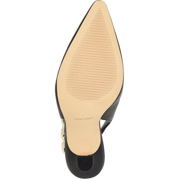 Nine West Womens Black 001 Leather Closed Pointed Toe Sling Back Veroni Pump - Picture 4 of 6